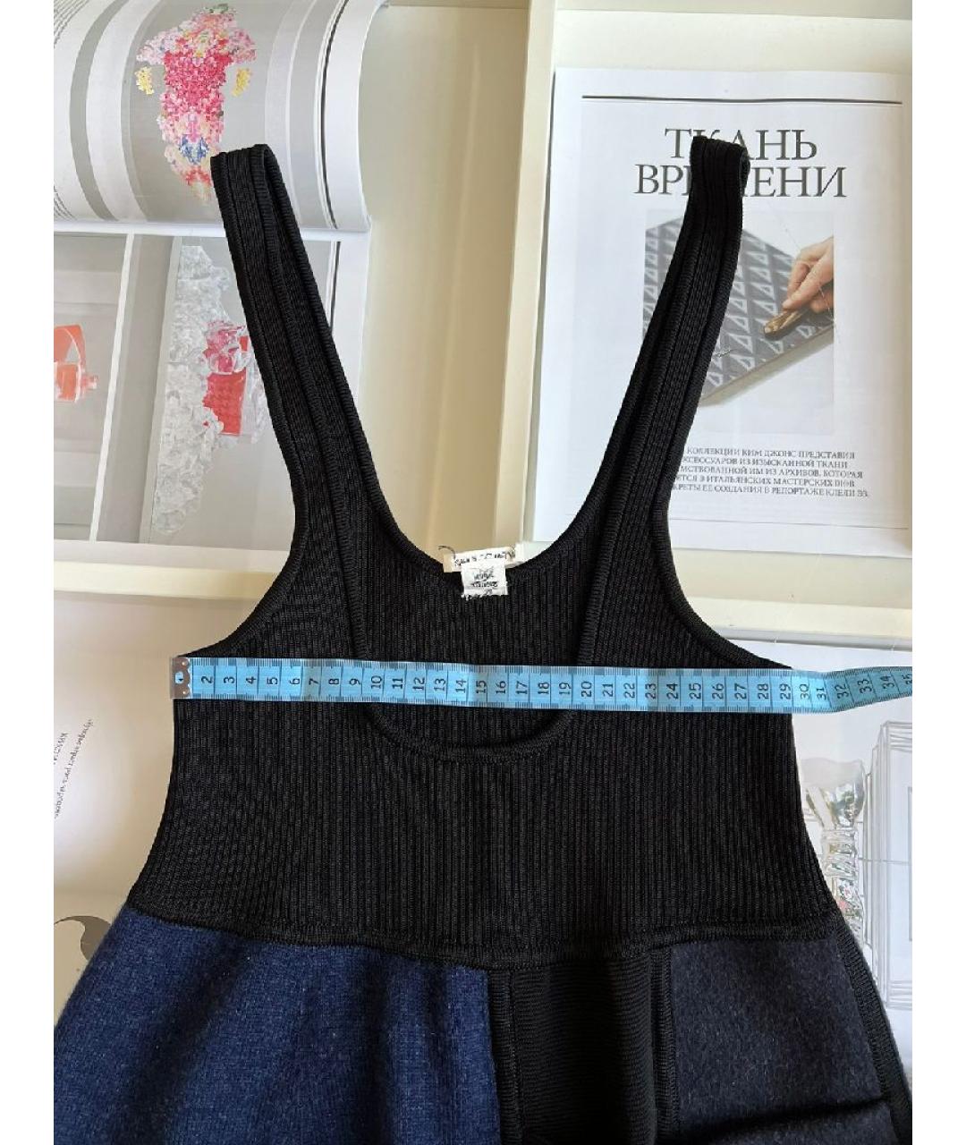 HERMES Темно-синий кашемировый сарафан, фото 5