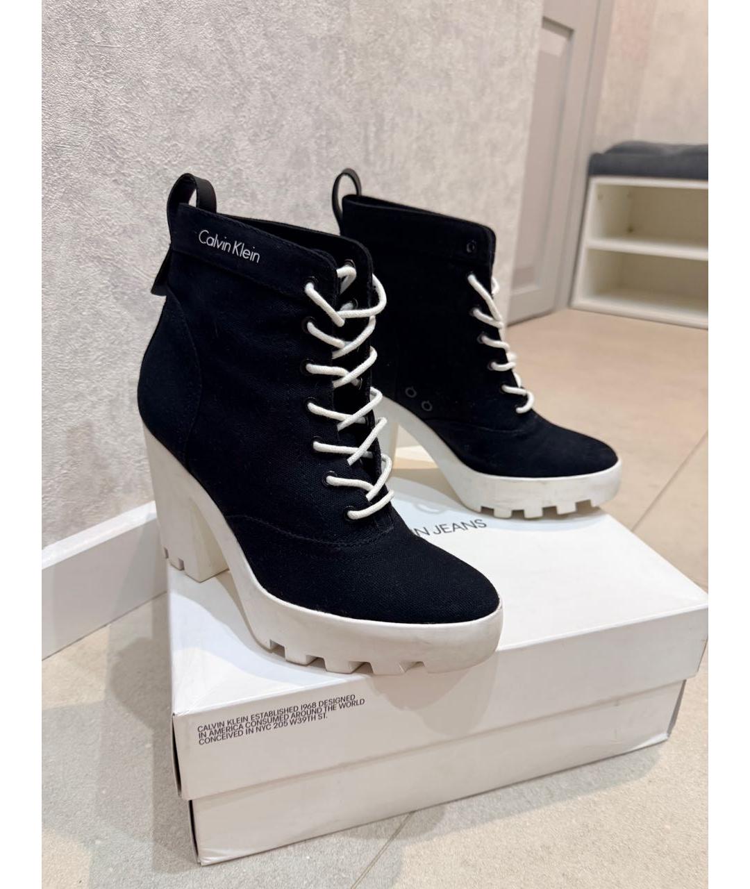 CALVIN KLEIN Черные текстильные ботильоны, фото 2