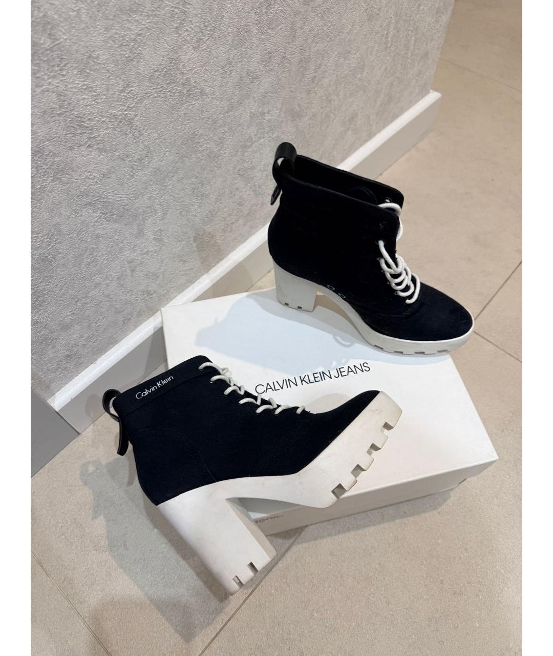 CALVIN KLEIN Черные текстильные ботильоны, фото 3