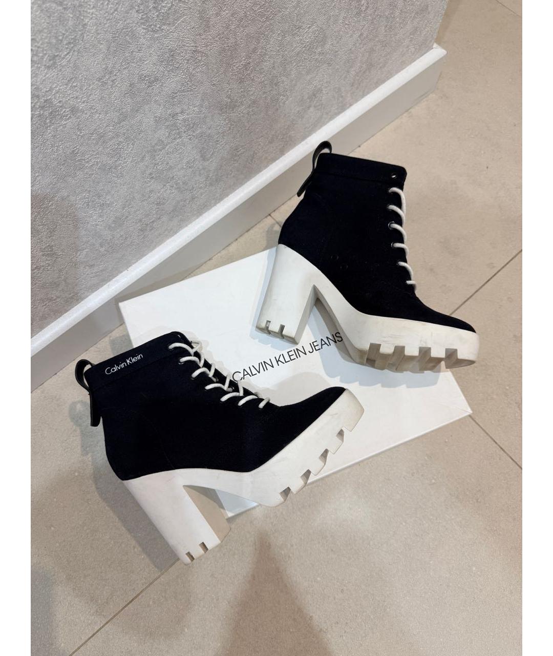 CALVIN KLEIN Черные текстильные ботильоны, фото 4
