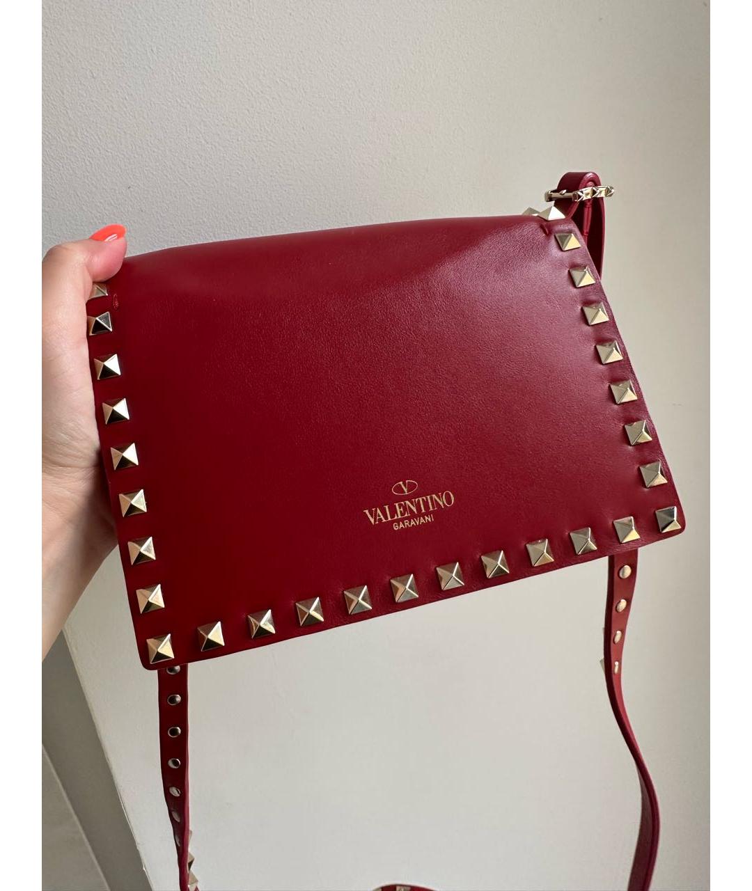 VALENTINO Бордовая кожаная сумка через плечо, фото 2