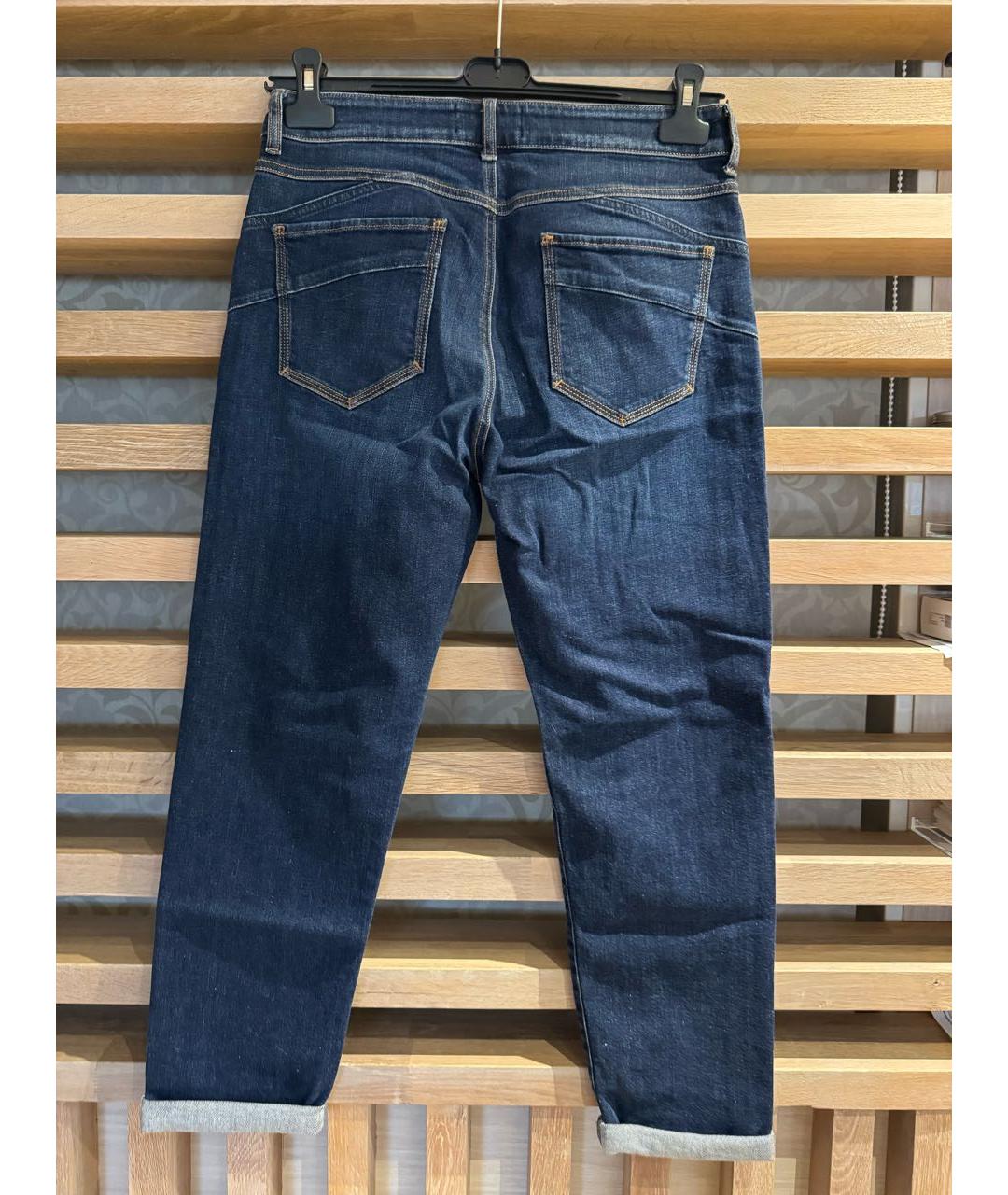 SPORTMAX Синие хлопко-эластановые прямые джинсы, фото 2