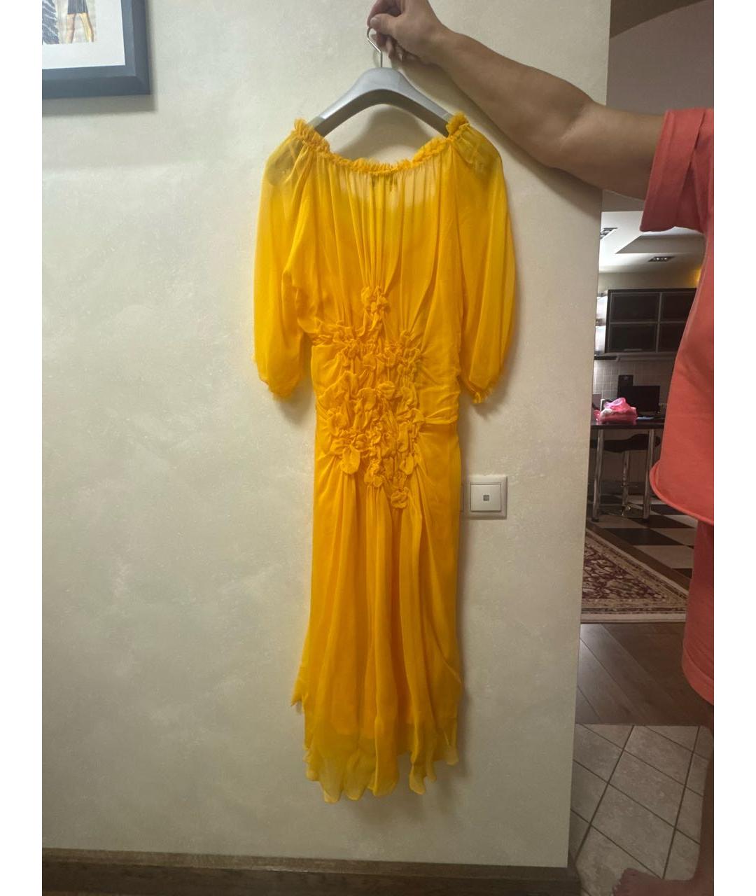 ALBERTA FERRETTI Оранжевое шелковое вечернее платье, фото 2