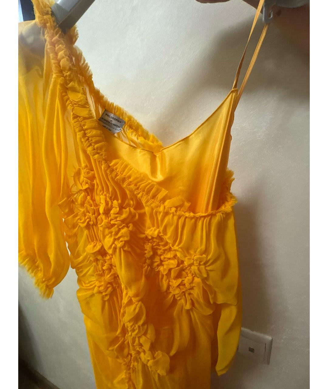 ALBERTA FERRETTI Оранжевое шелковое вечернее платье, фото 5