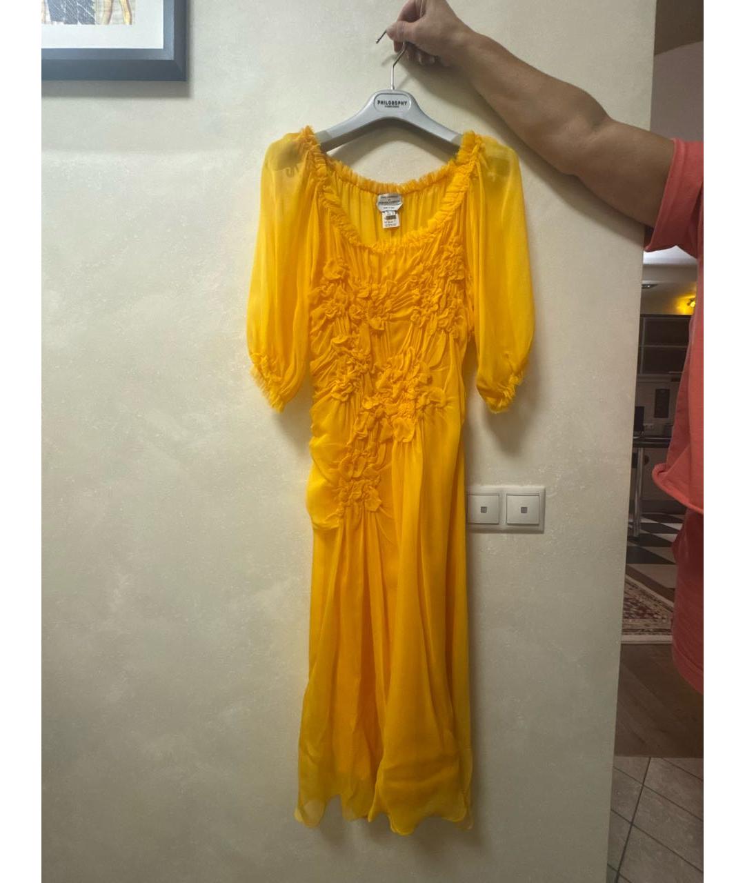 ALBERTA FERRETTI Оранжевое шелковое вечернее платье, фото 8