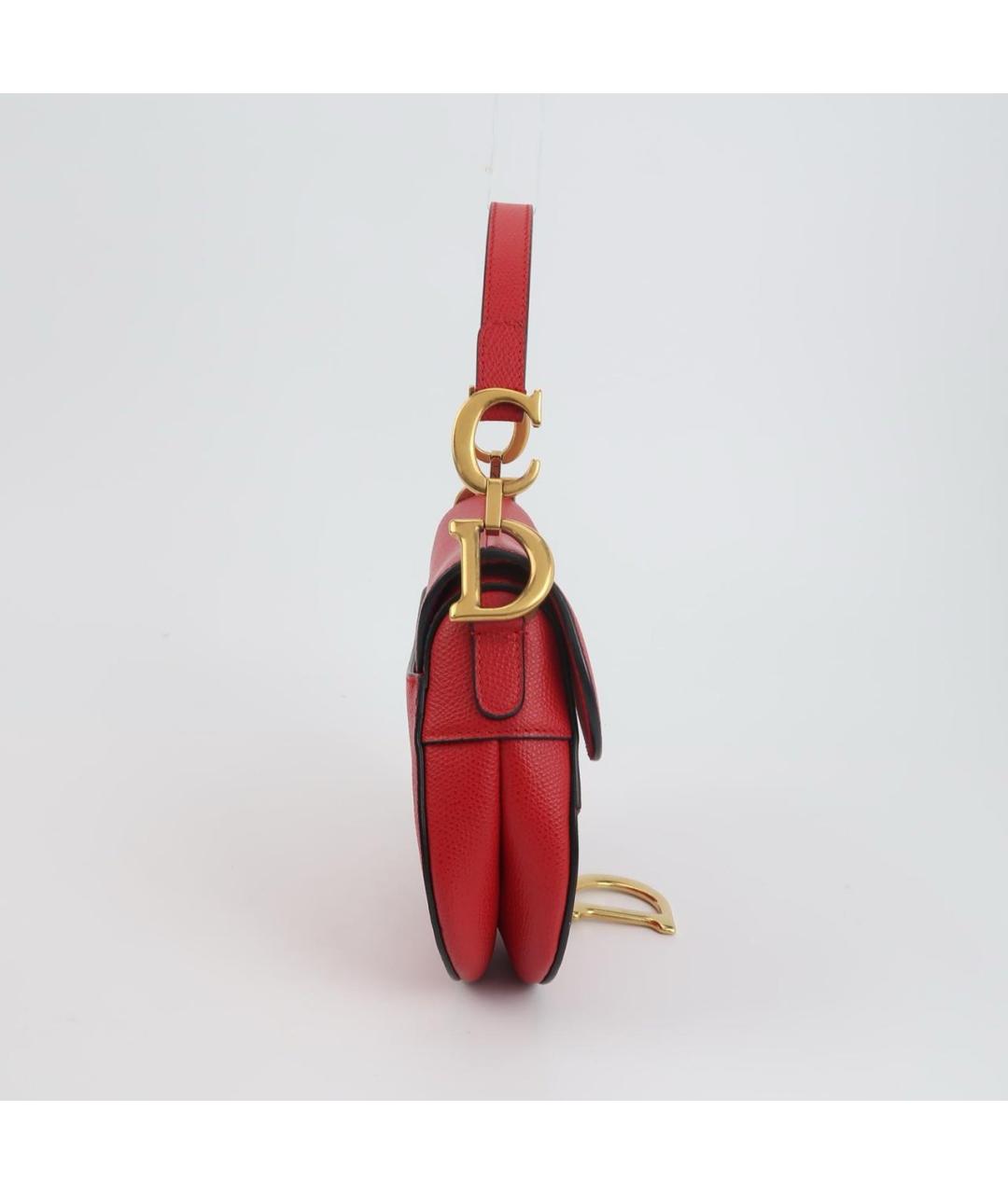 CHRISTIAN DIOR Красная кожаная сумка с короткими ручками, фото 3