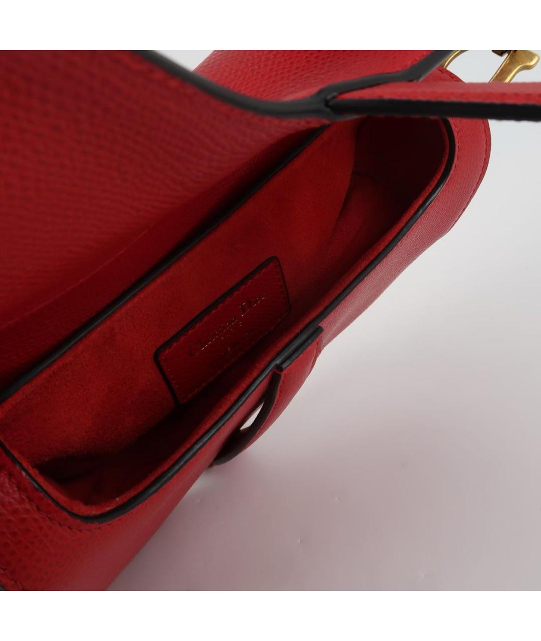CHRISTIAN DIOR Красная кожаная сумка с короткими ручками, фото 6