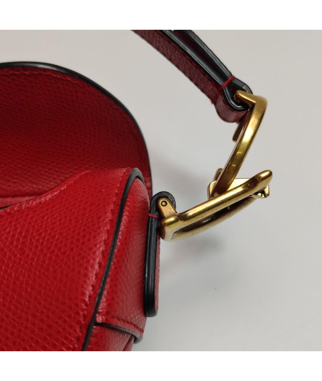 CHRISTIAN DIOR Красная кожаная сумка с короткими ручками, фото 7
