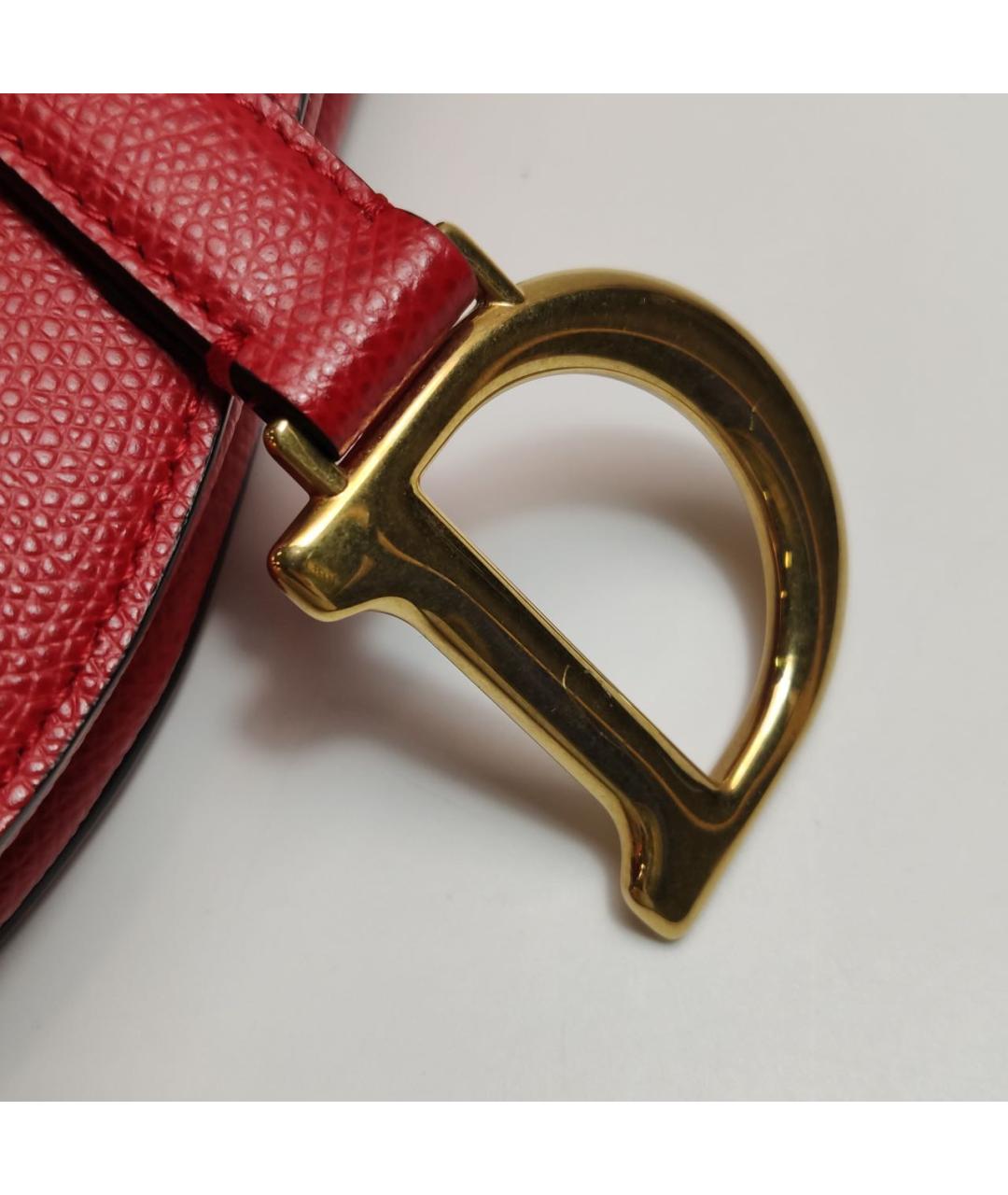 CHRISTIAN DIOR Красная кожаная сумка с короткими ручками, фото 8