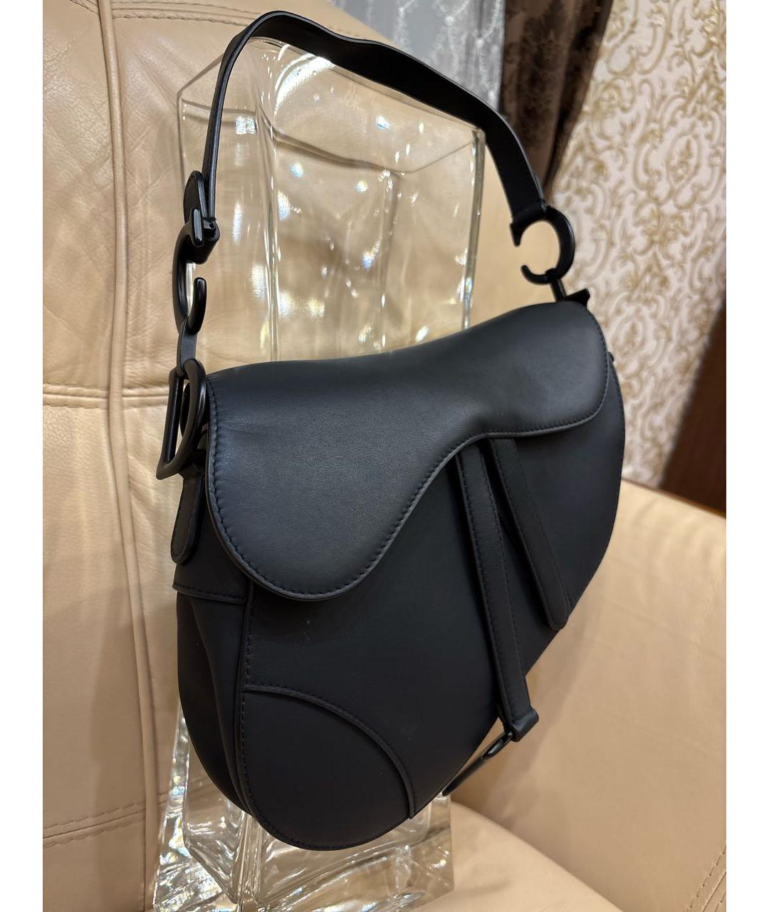 CHRISTIAN DIOR Черная кожаная сумка с короткими ручками, фото 2