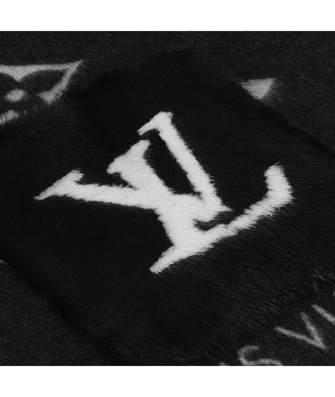 LOUIS VUITTON Черный кашемировый шарф, фото 3