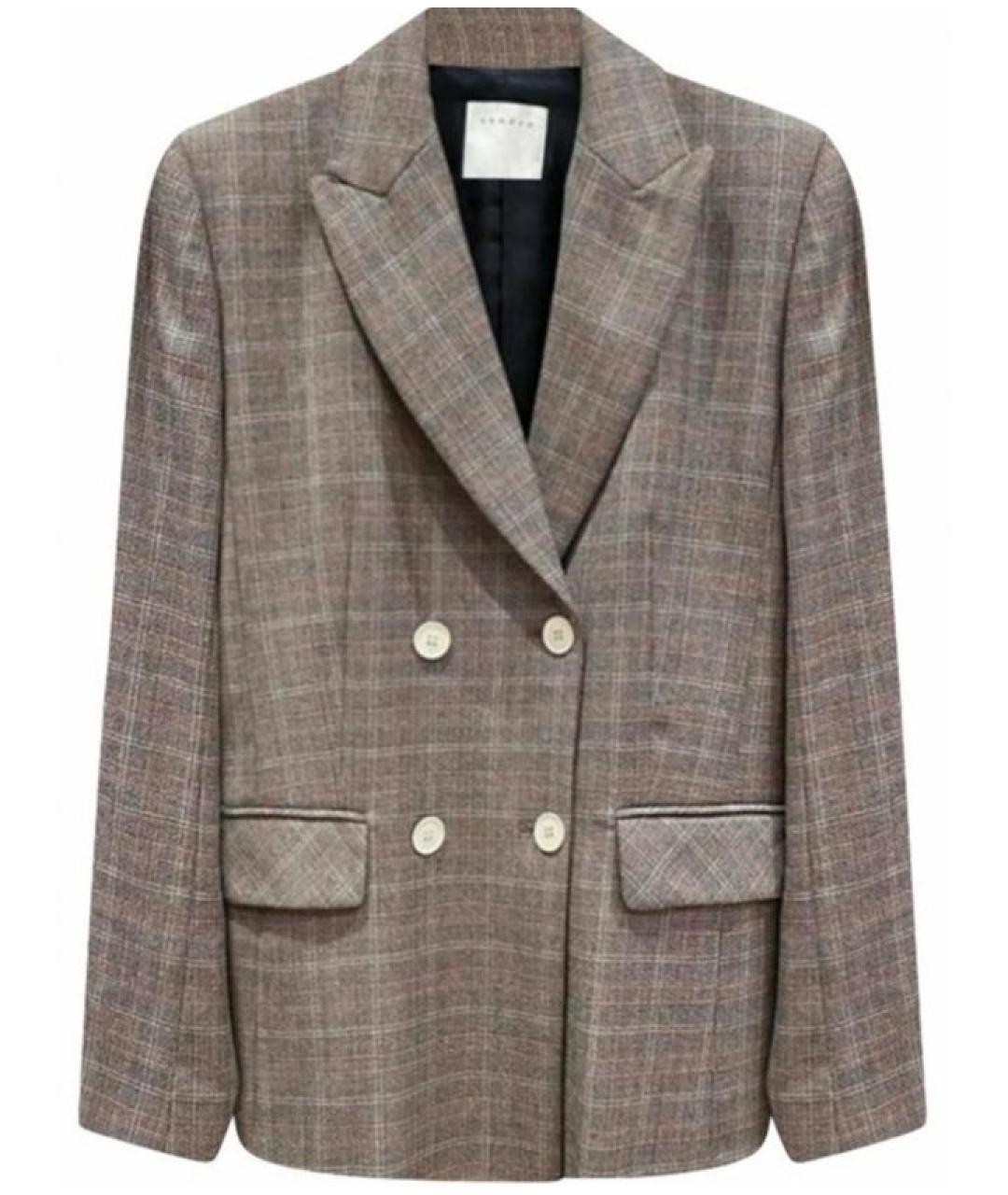 SANDRO Серый шерстяной жакет/пиджак, фото 1