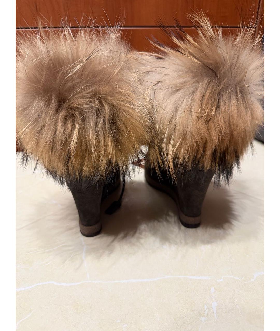 MONCLER Антрацитовые замшевые ботильоны, фото 4