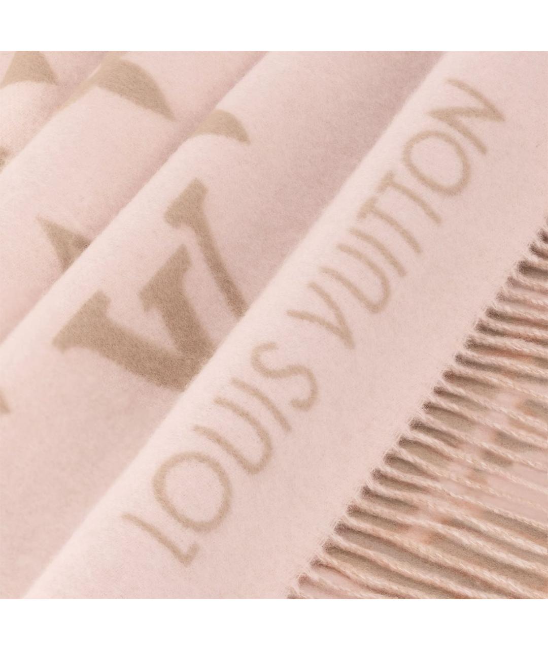 LOUIS VUITTON Розовый кашемировый шарф, фото 3