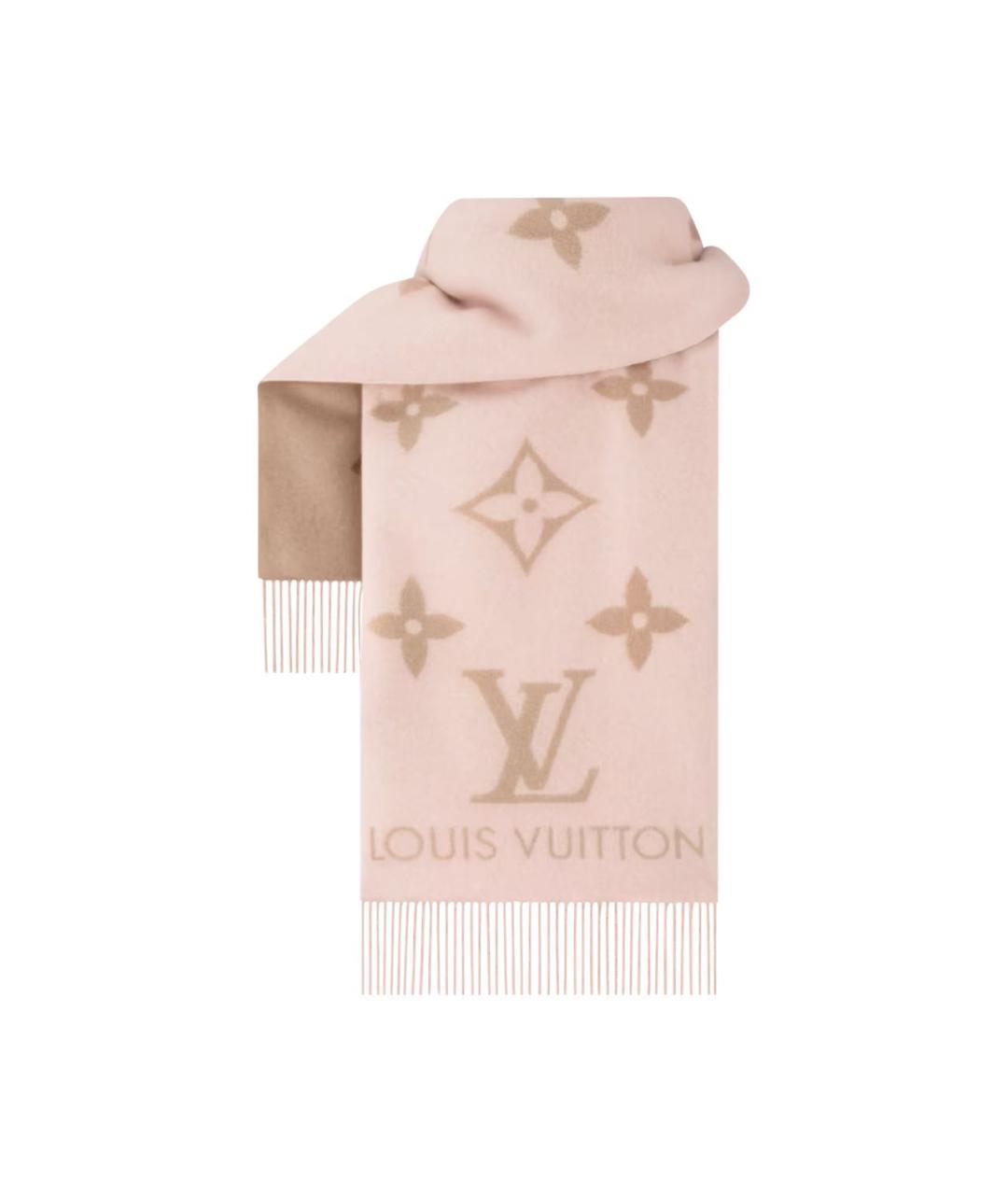 LOUIS VUITTON Розовый кашемировый шарф, фото 2