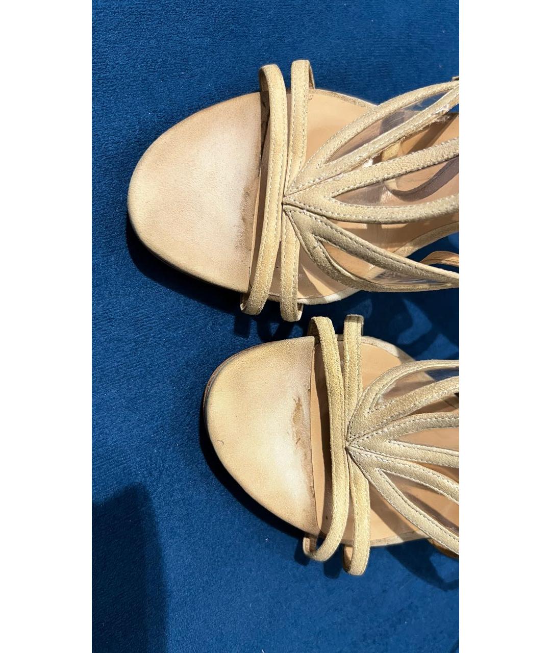 EMPORIO ARMANI Бежевые замшевые босоножки, фото 4