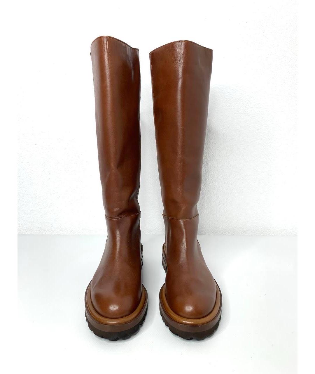 WEEKEND MAX MARA Коричневые кожаные сапоги, фото 2