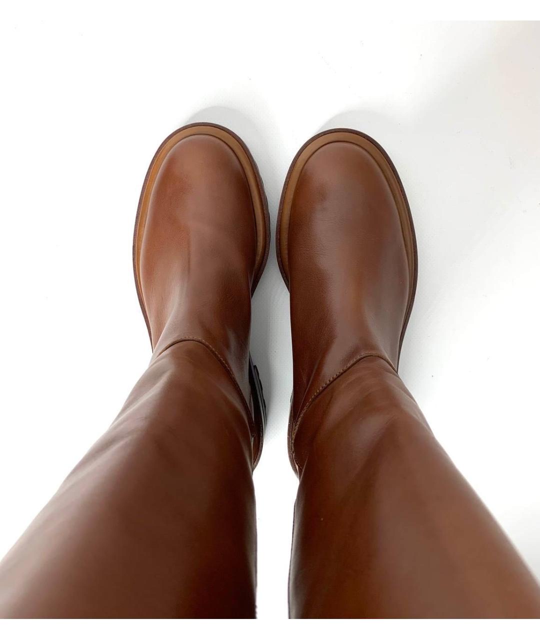 WEEKEND MAX MARA Коричневые кожаные сапоги, фото 3