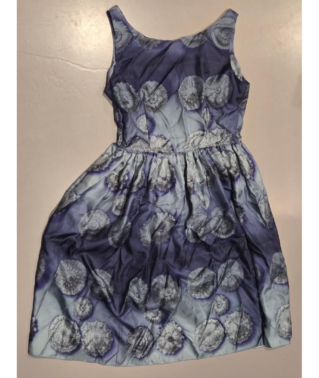 PRADA Синее шелковое повседневное платье, фото 2