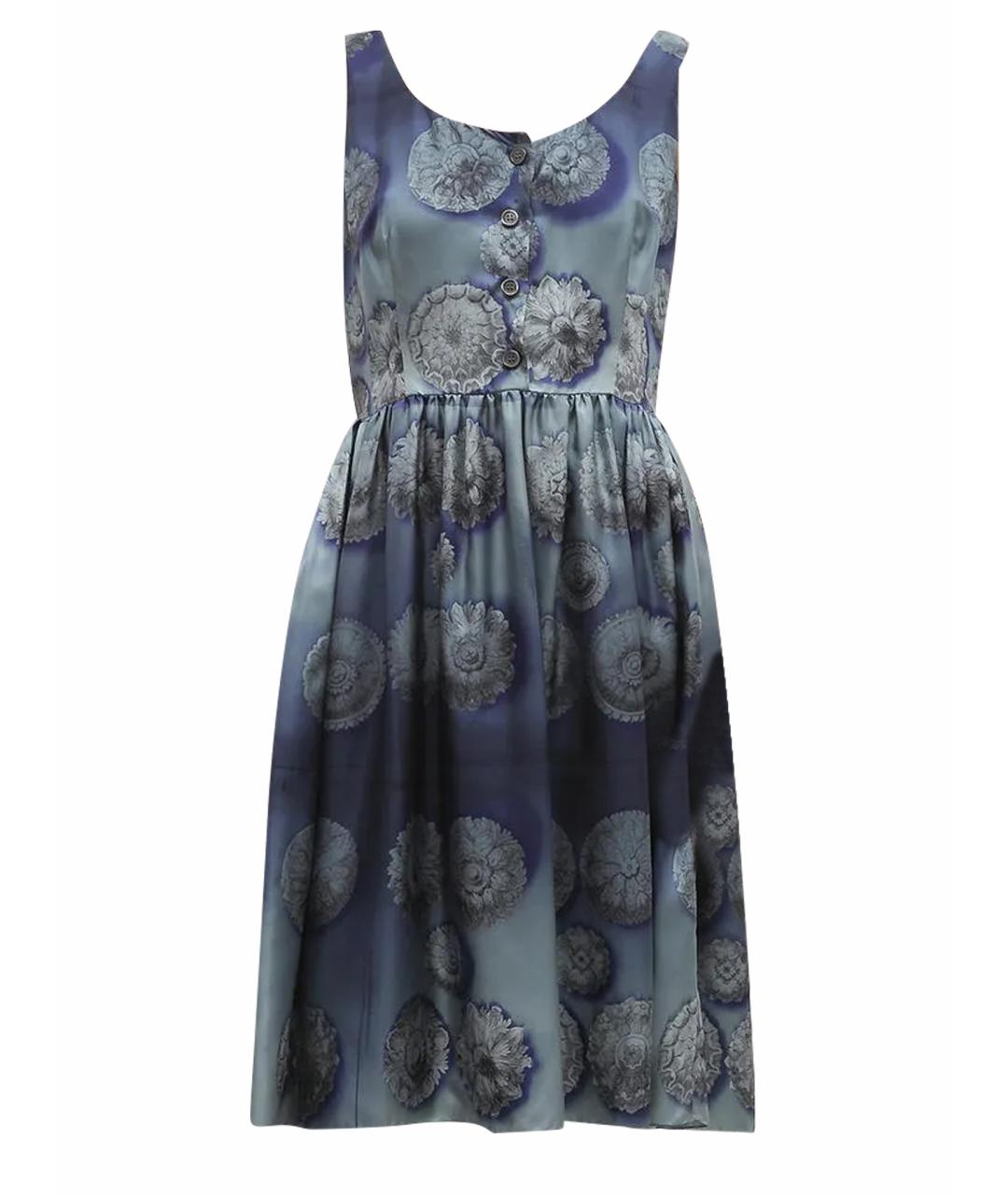 PRADA Синее шелковое повседневное платье, фото 1