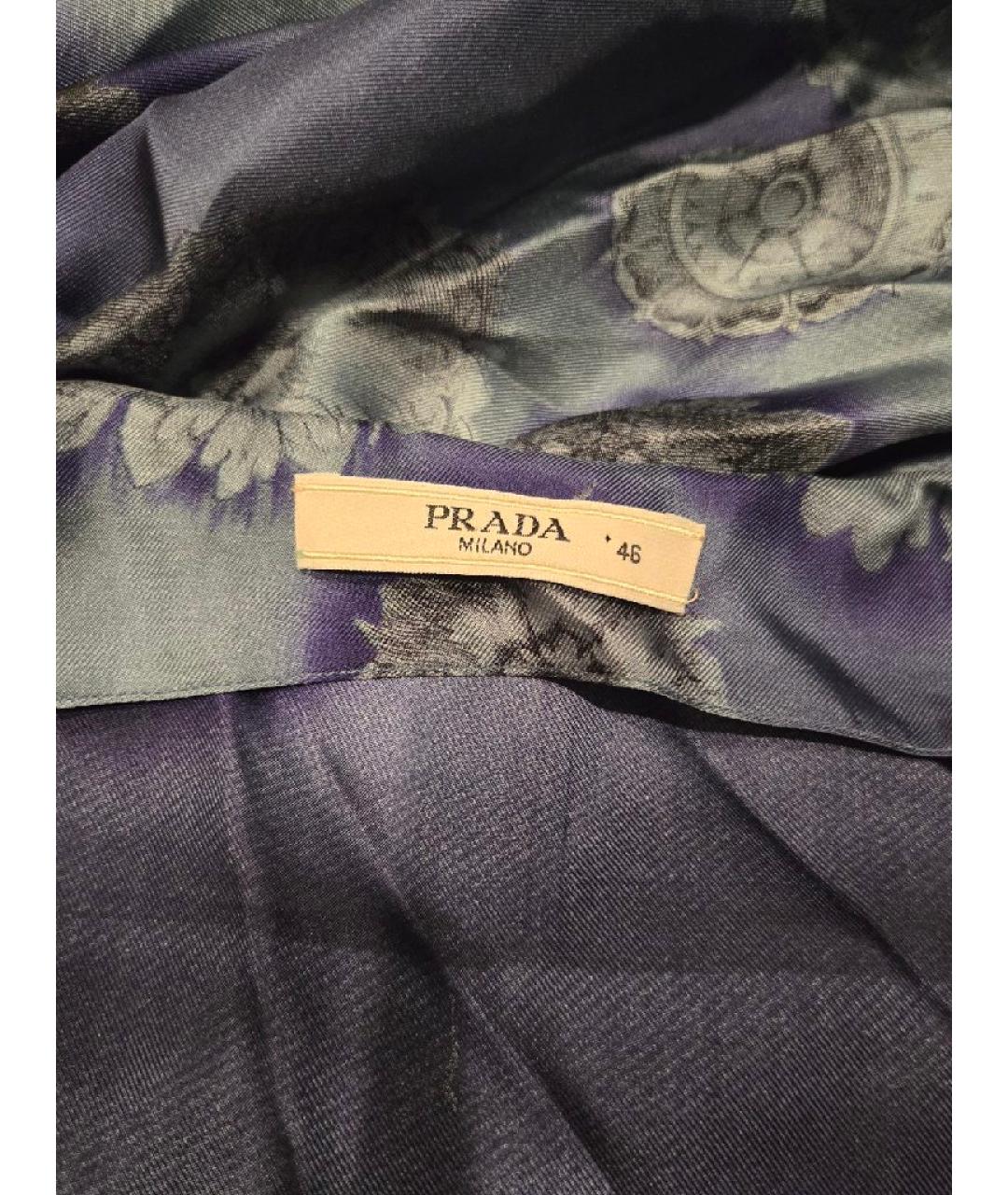 PRADA Синее шелковое повседневное платье, фото 3