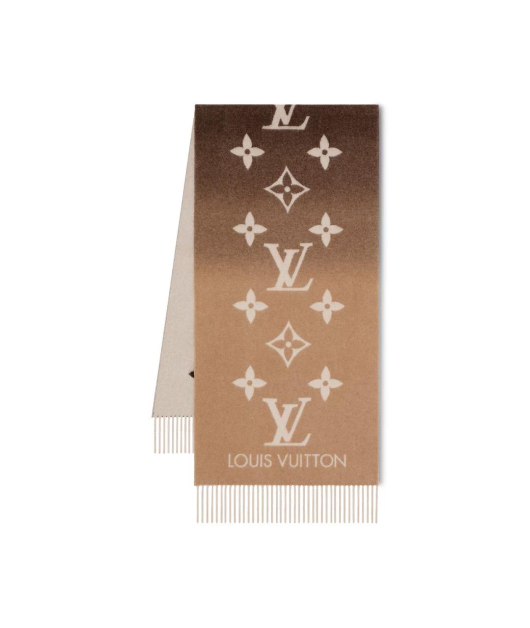 LOUIS VUITTON Коричневый кашемировый шарф, фото 1