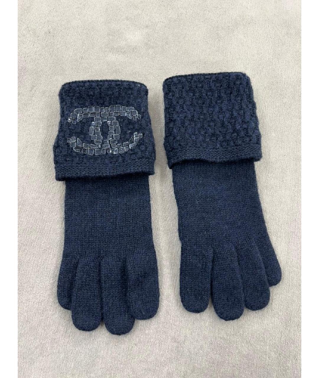 CHANEL Темно-синий кашемировый шарф, фото 6