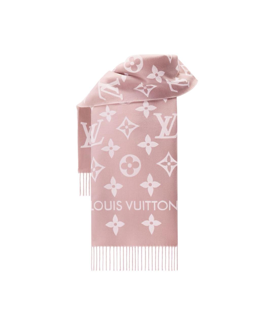 LOUIS VUITTON Розовый шерстяной шарф, фото 2