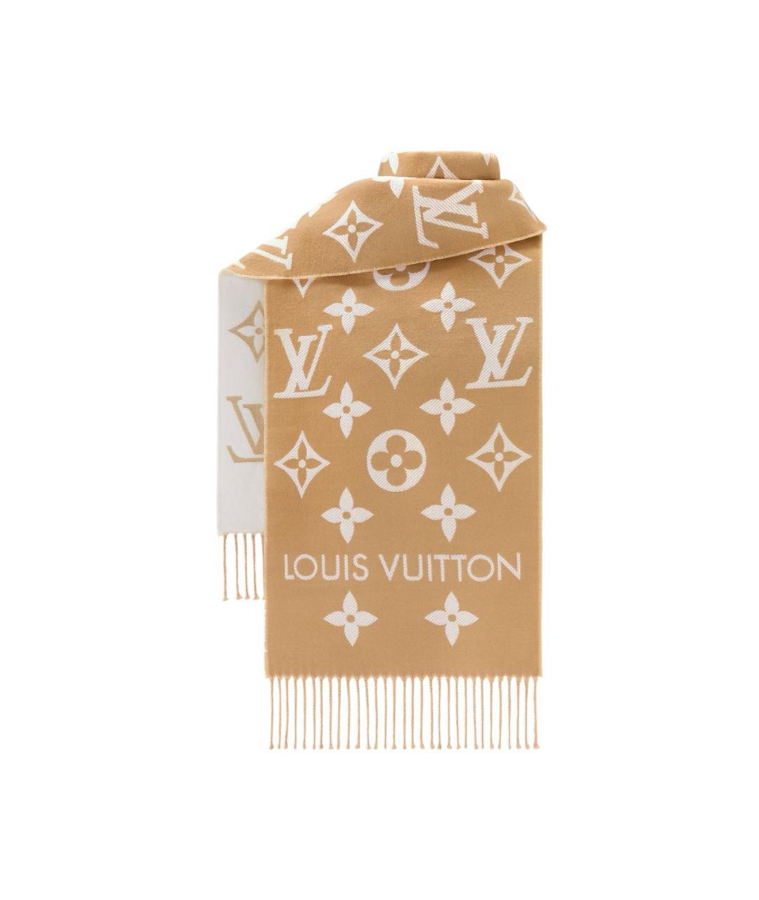 LOUIS VUITTON Бежевый шерстяной шарф, фото 3