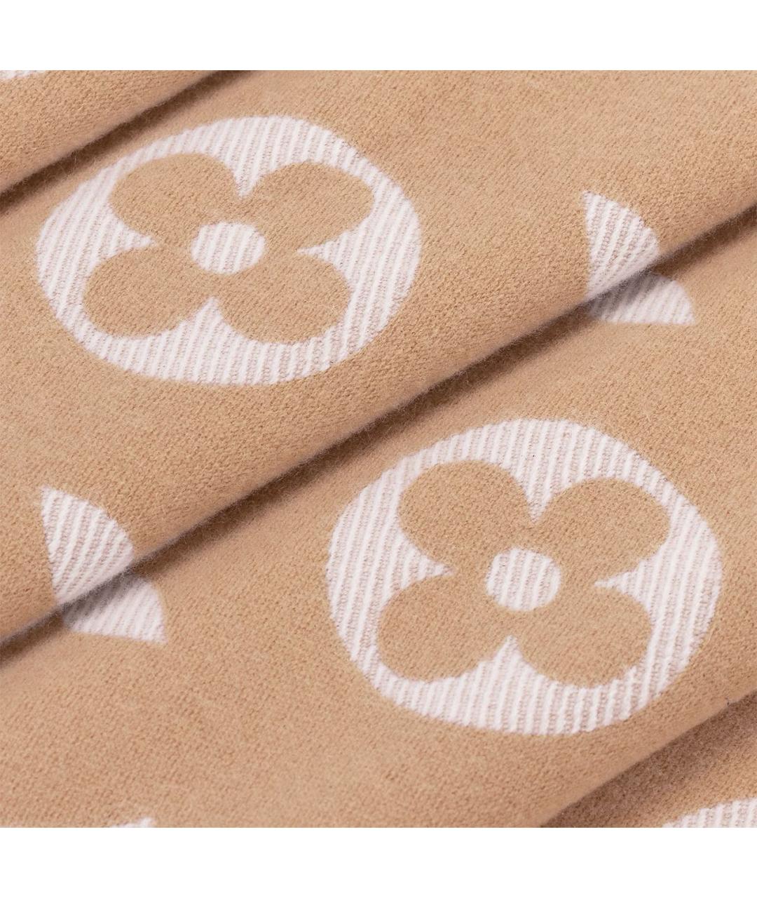 LOUIS VUITTON Бежевый шерстяной шарф, фото 4