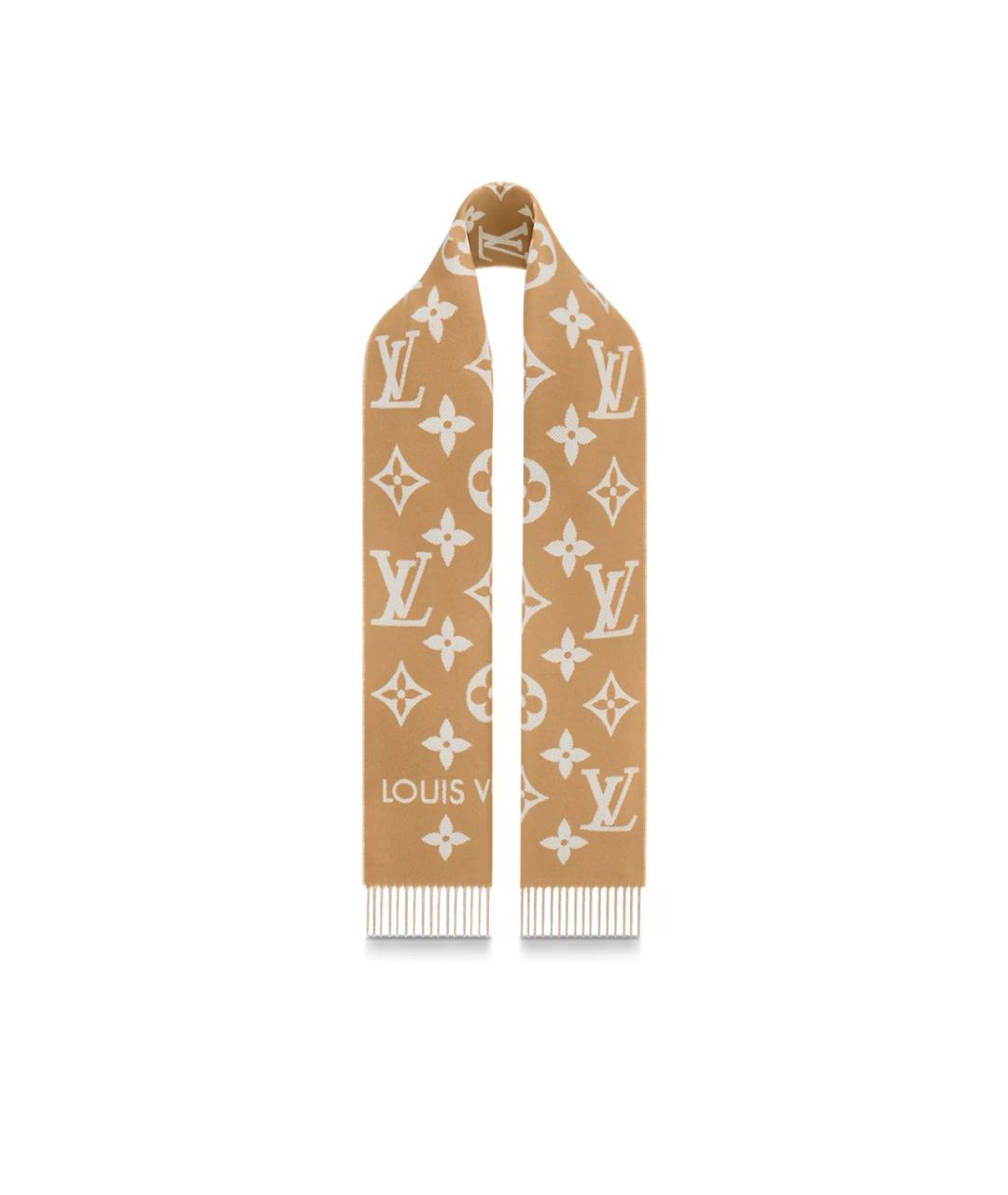 LOUIS VUITTON Бежевый шерстяной шарф, фото 2