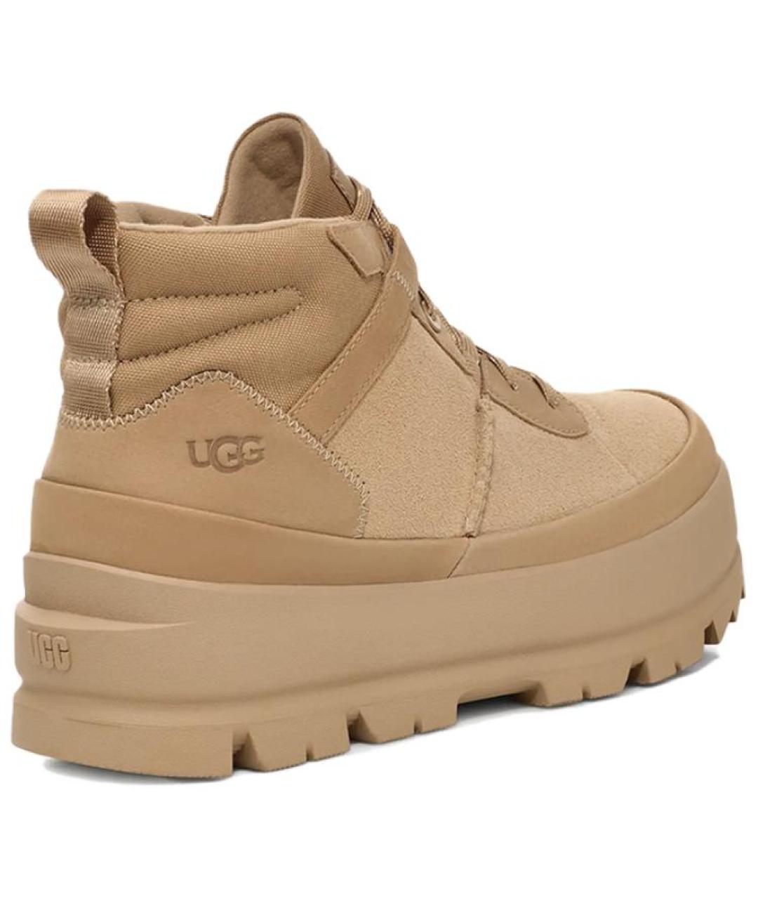UGG AUSTRALIA Бежевые кожаные высокие ботинки, фото 4