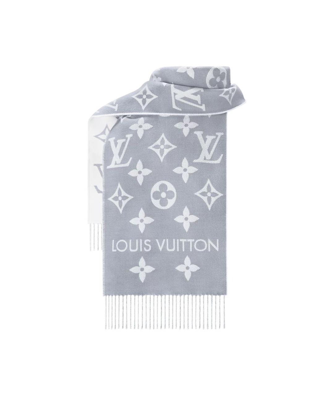 LOUIS VUITTON Серый шерстяной шарф, фото 2