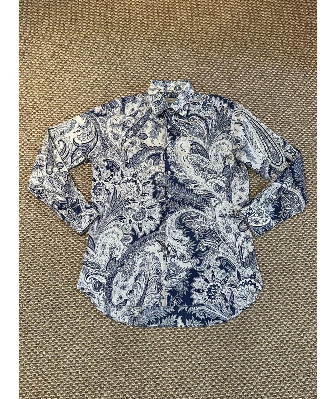 ETRO Синяя хлопковая классическая рубашка, фото 9