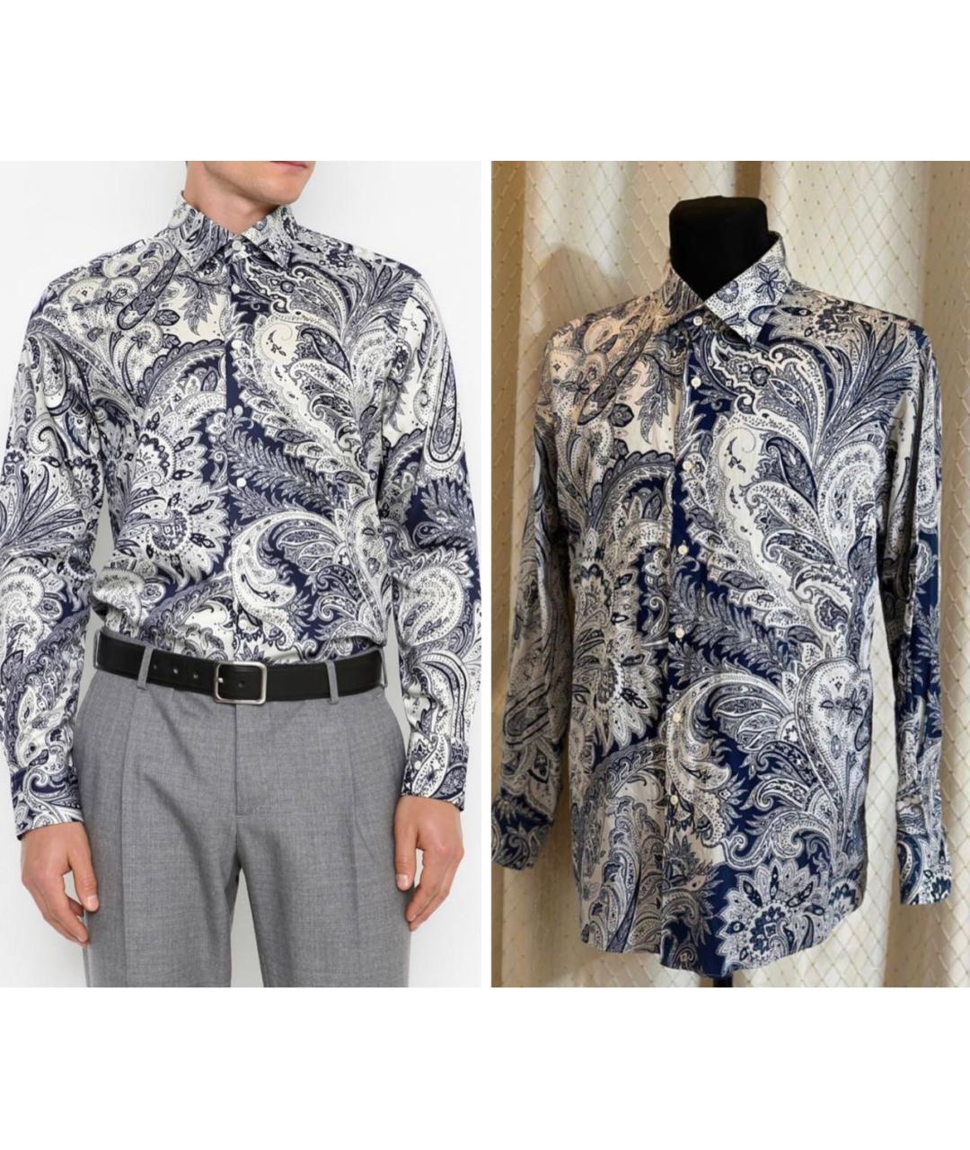 ETRO Синяя хлопковая классическая рубашка, фото 4