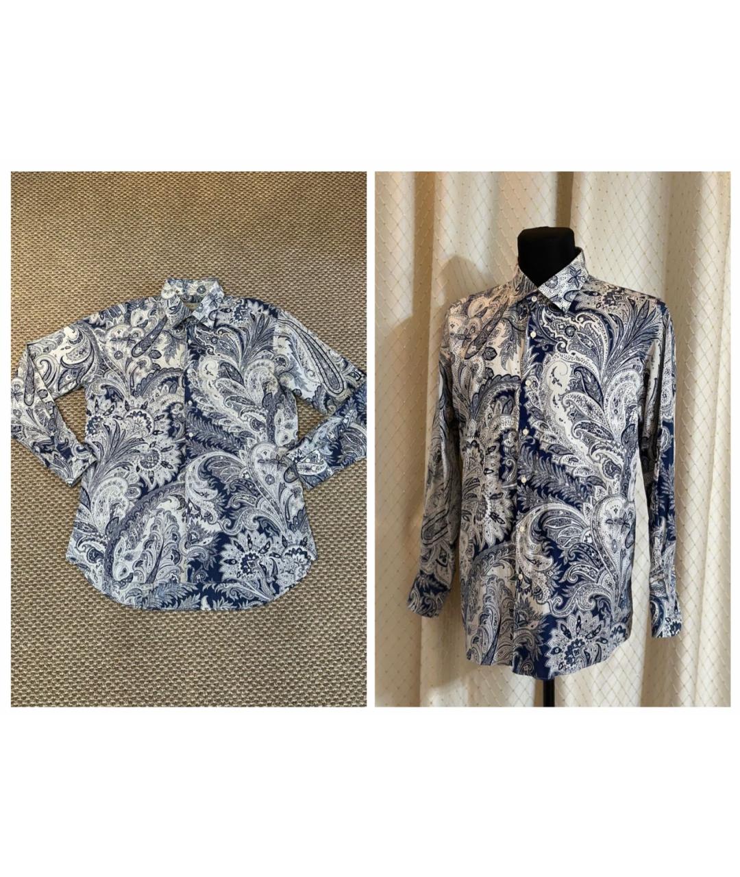 ETRO Синяя хлопковая классическая рубашка, фото 4