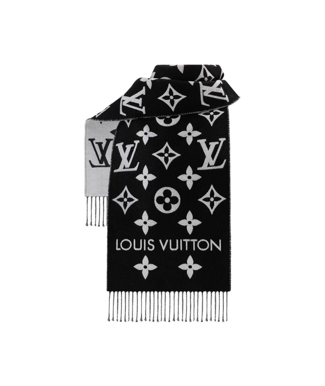LOUIS VUITTON Черный шерстяной шарф, фото 2