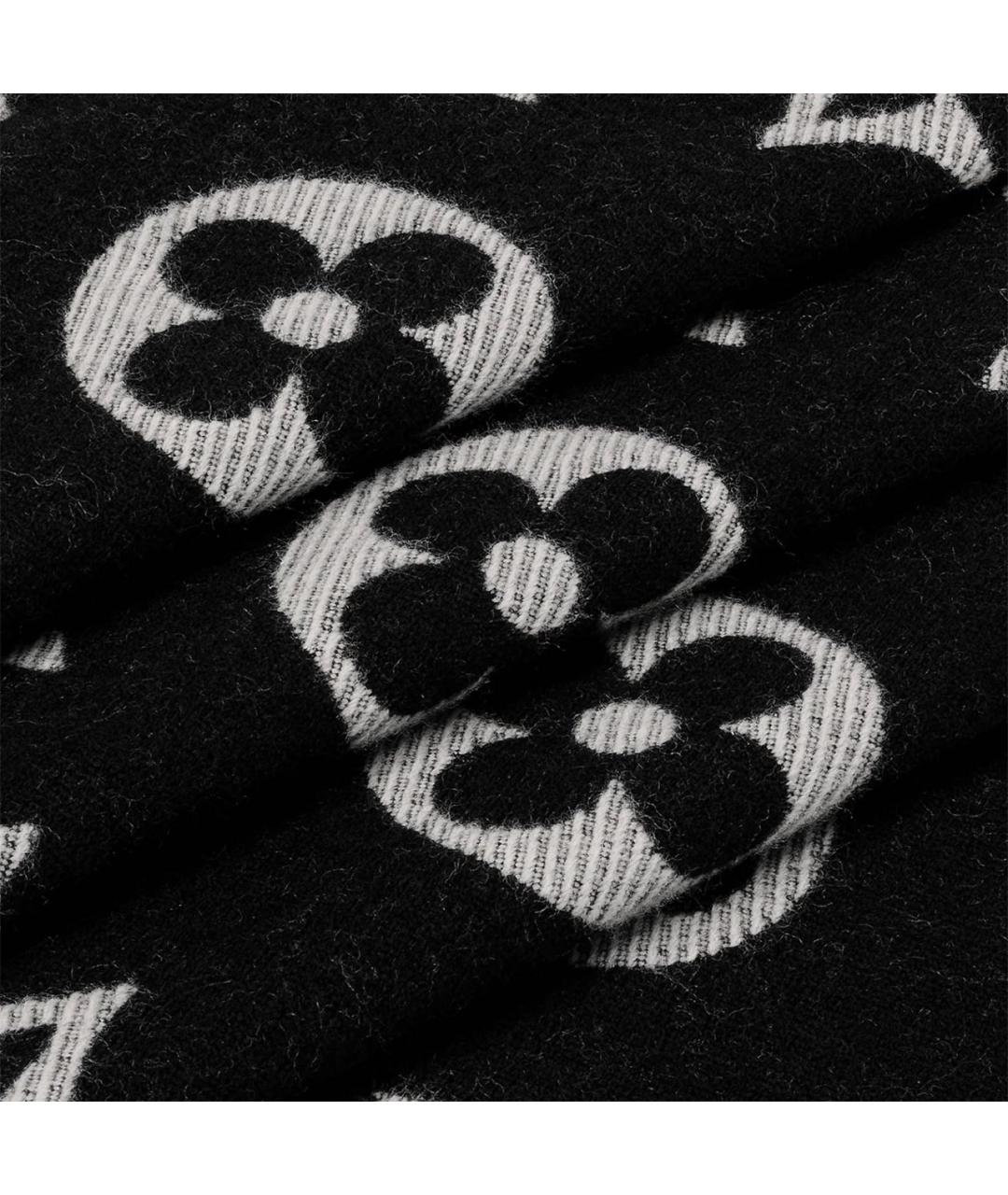 LOUIS VUITTON Черный шерстяной шарф, фото 3