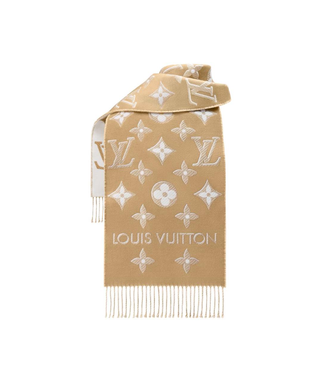 LOUIS VUITTON Бежевый шерстяной шарф, фото 2