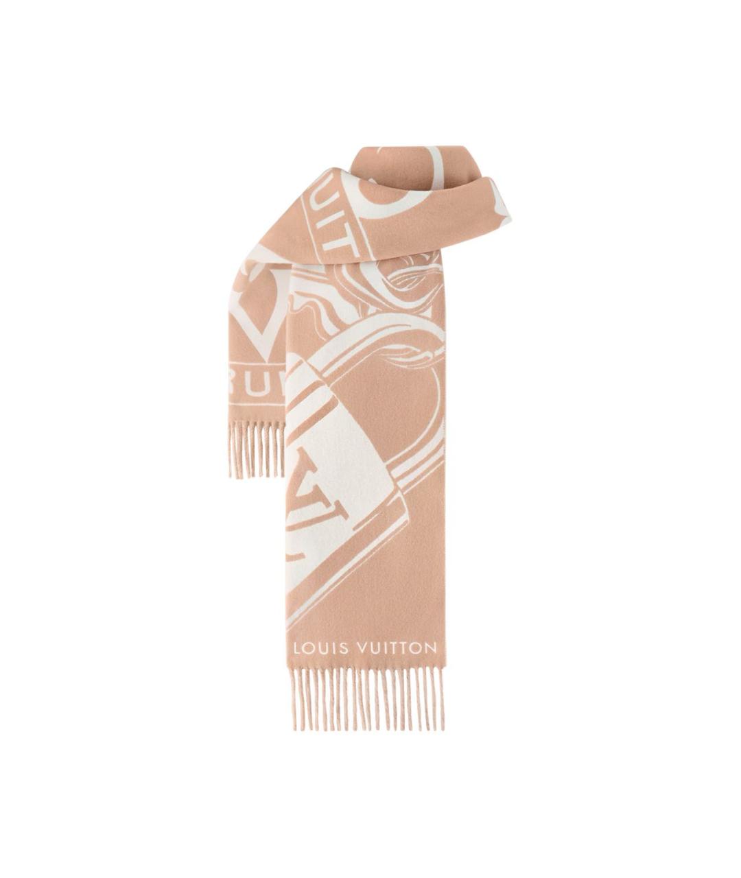 LOUIS VUITTON Бежевый шерстяной шарф, фото 2