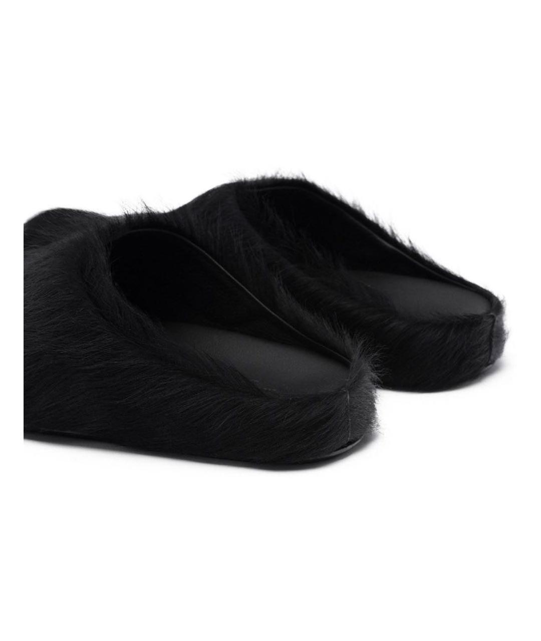 MARNI Черные кожаные шлепанцы, фото 4