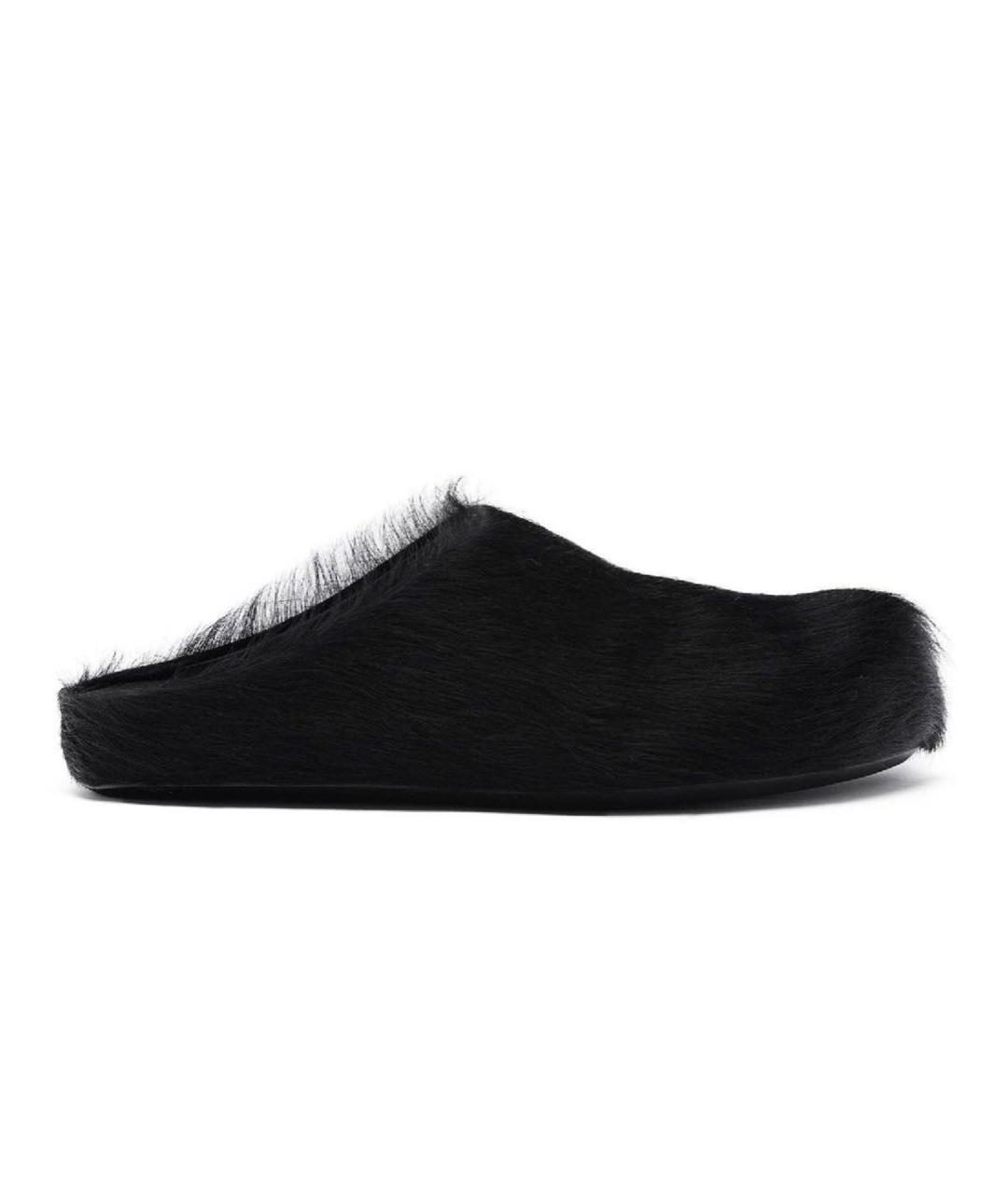 MARNI Черные кожаные шлепанцы, фото 1