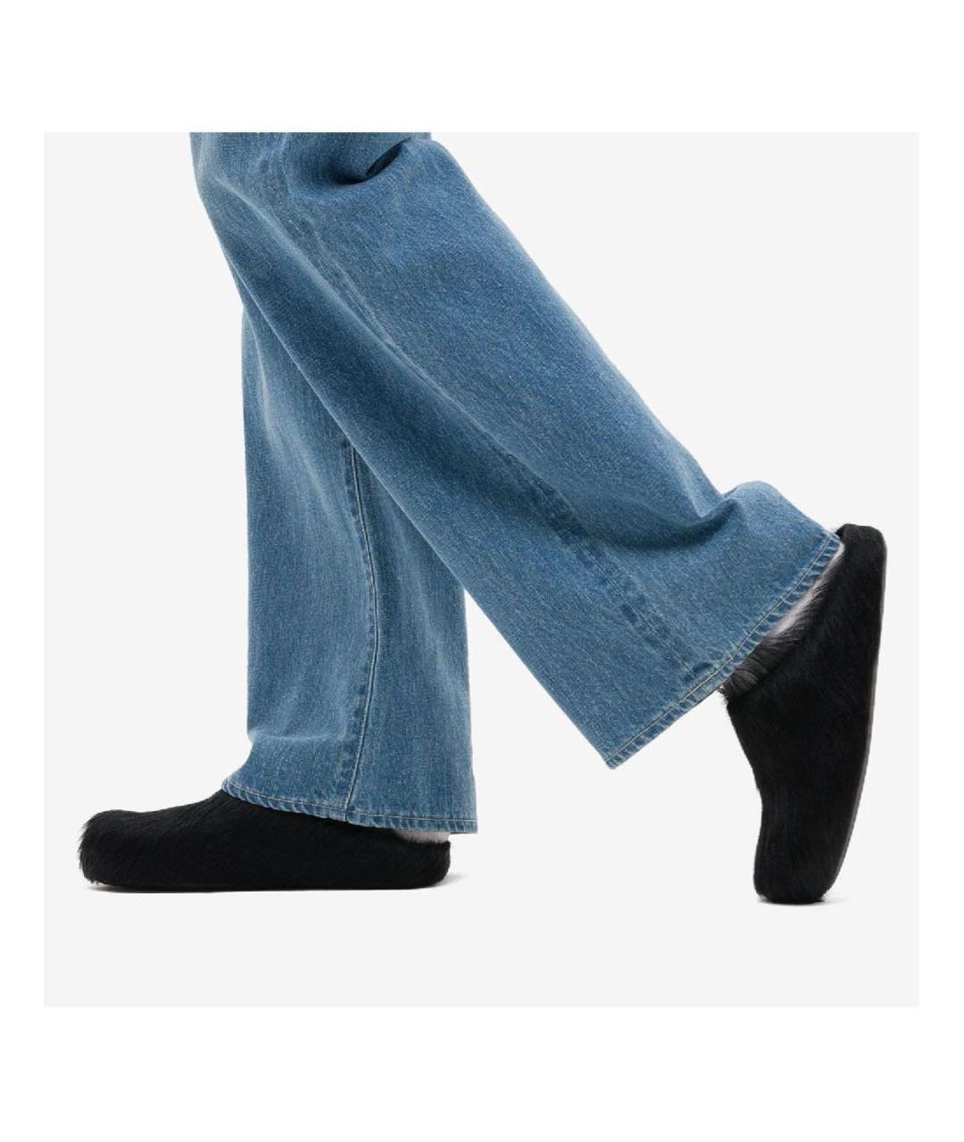 MARNI Черные кожаные шлепанцы, фото 7