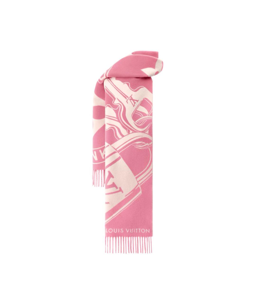 LOUIS VUITTON Розовый шерстяной шарф, фото 2