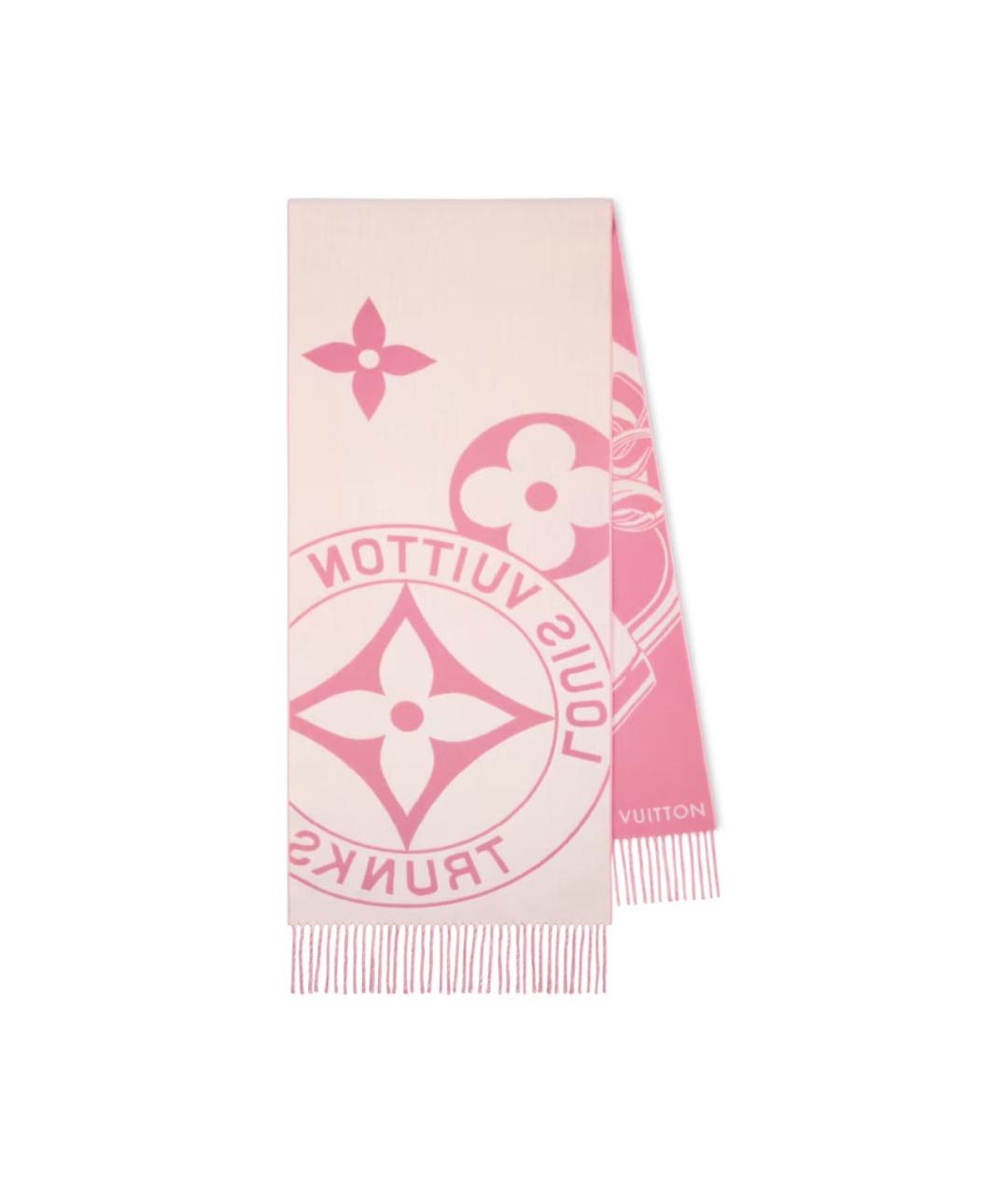 LOUIS VUITTON Розовый шерстяной шарф, фото 4