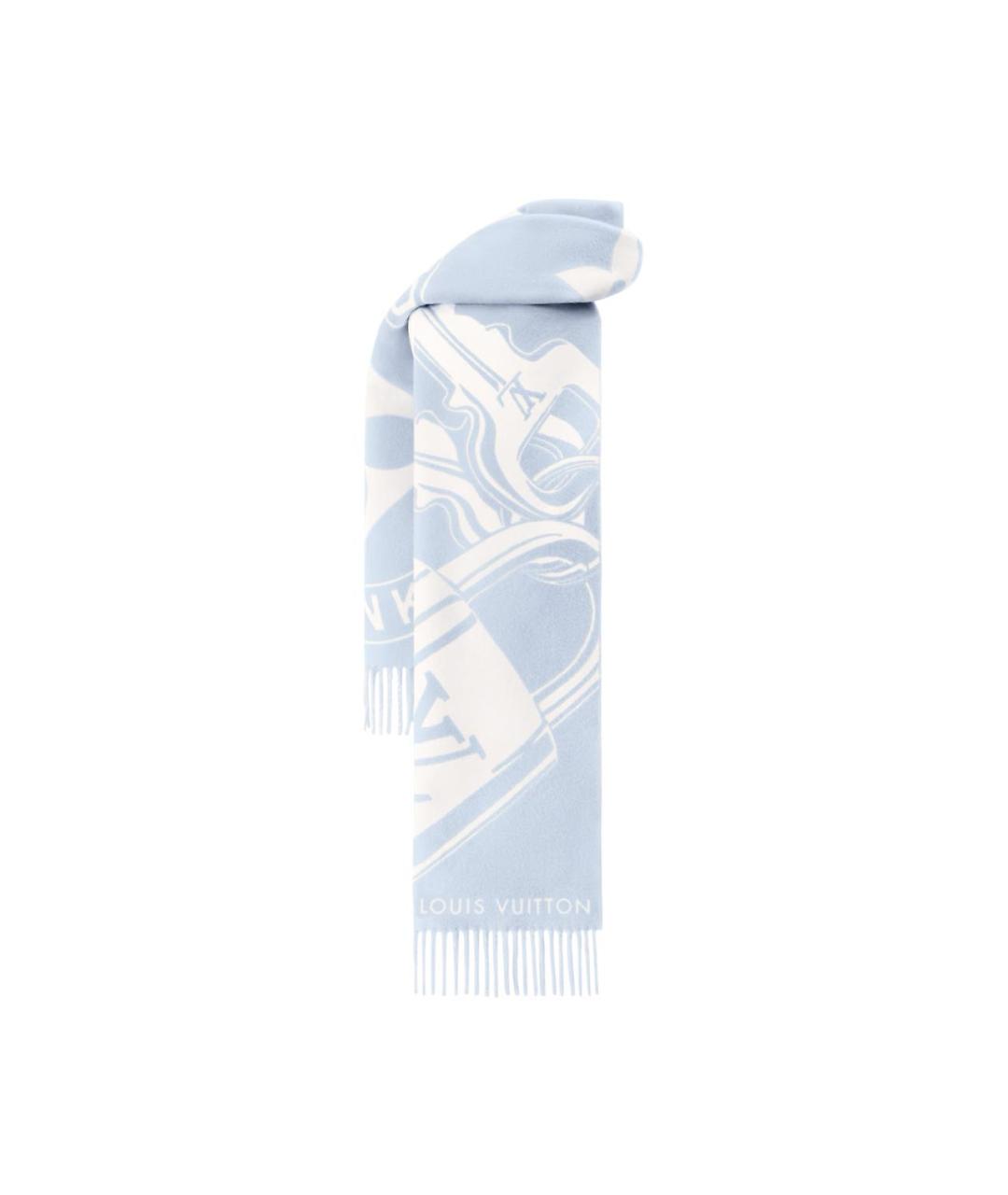 LOUIS VUITTON Голубой шерстяной шарф, фото 2