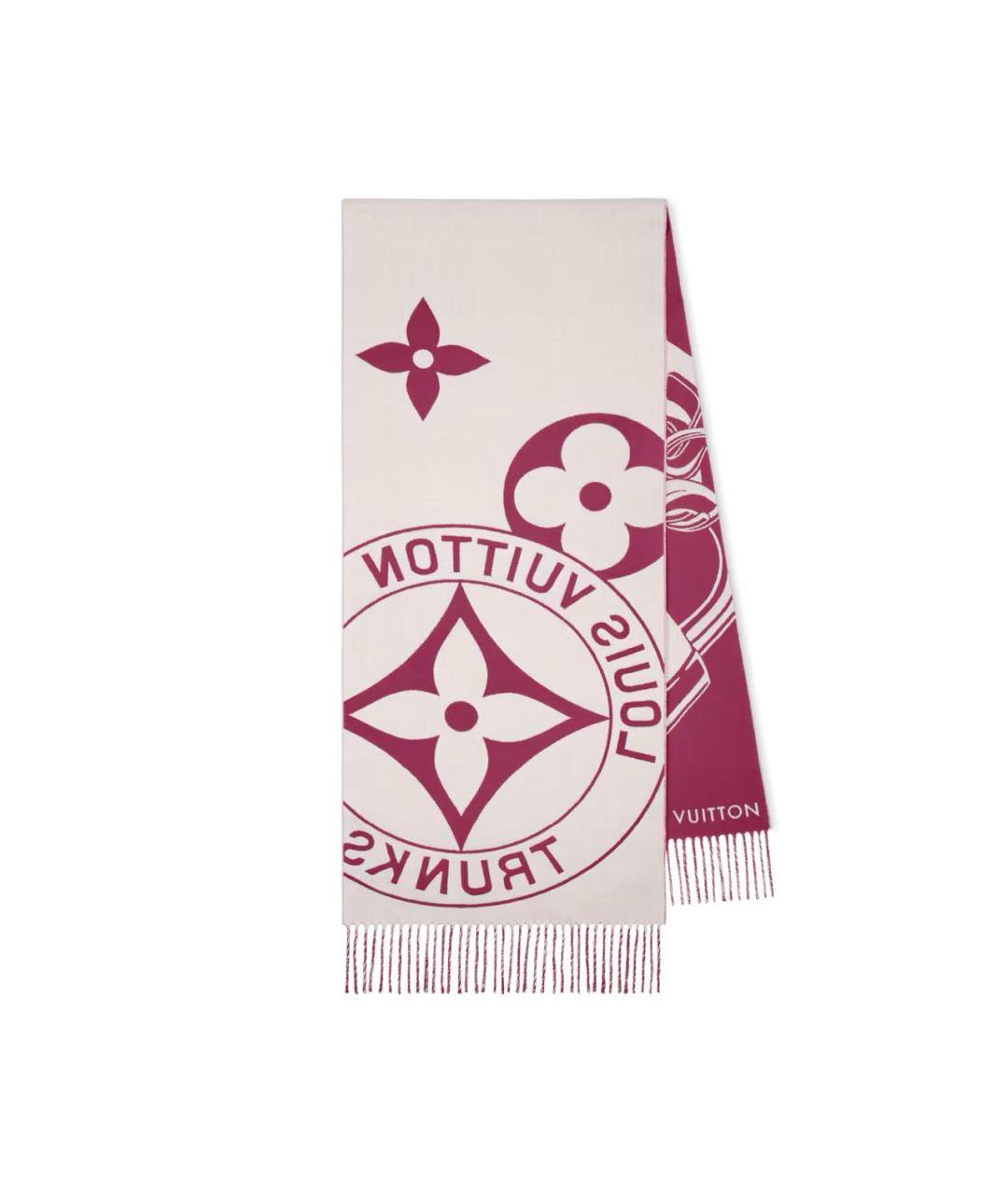 LOUIS VUITTON Розовый шерстяной шарф, фото 4