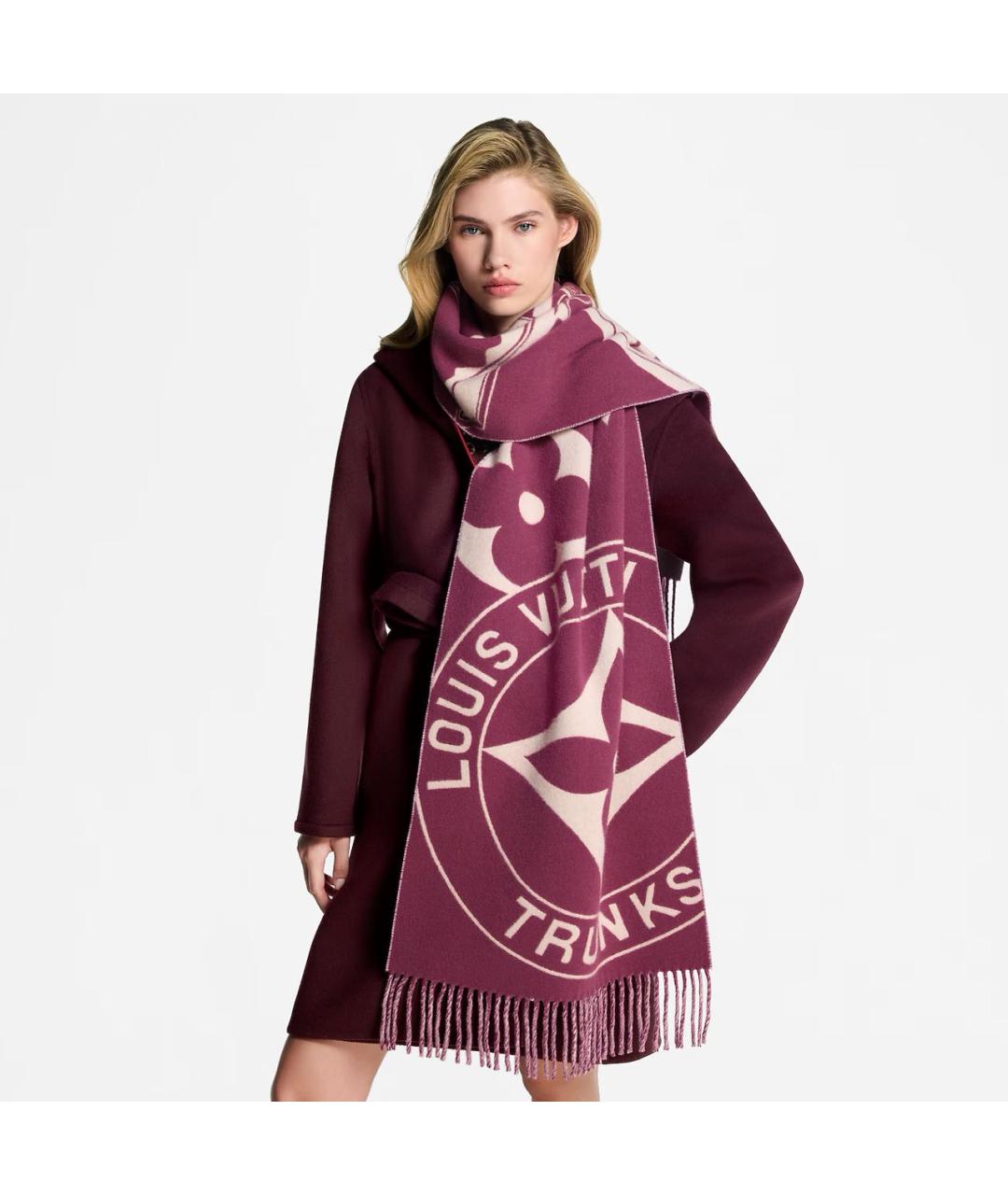 LOUIS VUITTON Розовый шерстяной шарф, фото 5