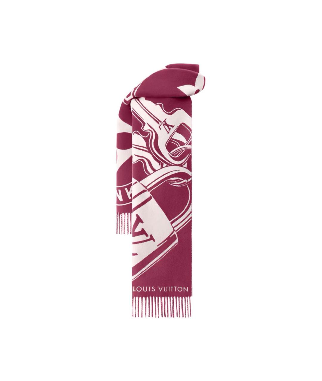 LOUIS VUITTON Розовый шерстяной шарф, фото 2