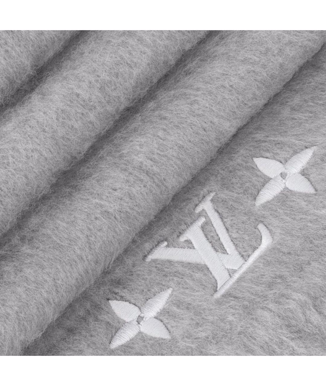 LOUIS VUITTON Серый шерстяной шарф, фото 3